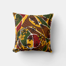 Maximalist Floral Neuro Art - Braun Gelb Grün Kissen