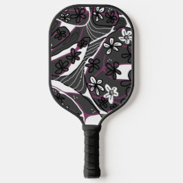 Maximalist Floral Neuro Art Magenta Gray White  Pickleball Schläger