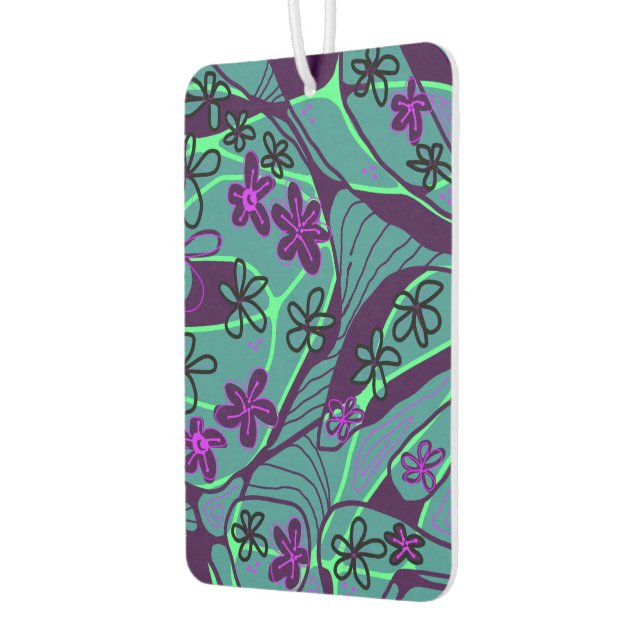 Maximalist Floral Neuro Art - Teal Purple Black Autolufterfrischer (Links)