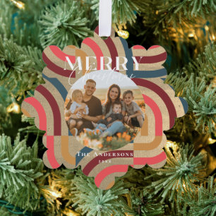 Maximalist Geometric Gold Christmas Foto Ornament Karte