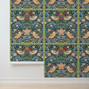 Maximalist Jewel & Feather Blue Gray Olive Tapete