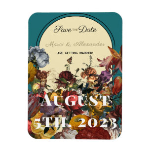 Maximalist Jewel Toned Wedding Save the Date Magnet