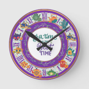 Maximalist Küchen Dekor Teatime Cottage Benutzerde Runde Wanduhr