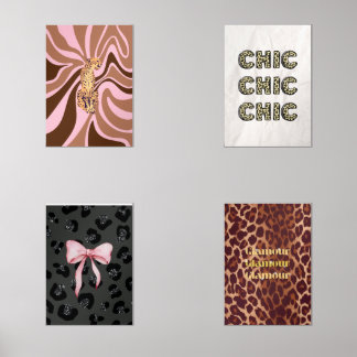 Maximalist Leopard Print Wall Art - 4-teilig Bold  Bilderwand Sets