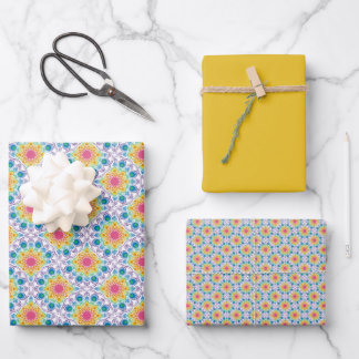 Maximalist Rainbow Floral Fotain Deko Fans Geschenkpapier Set