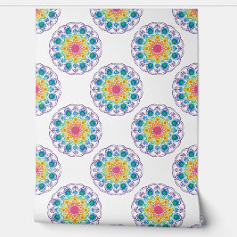 Maximalist Rainbow Floral Fountain Polka Dot Tapete