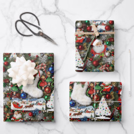 Maximalist Retro Christmas Collage Geschenkpapier Set