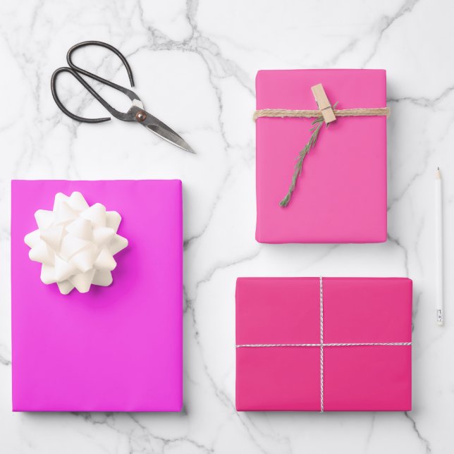 Maximalist Solid Bright Pink Geschenkpapier Set (Vorderseite)