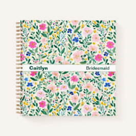 Maximalist Wildflower Floral Square Notizbuch