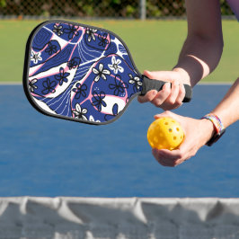 Maximalistische Blumen-Neuro-Kunst - Blau Pink Wei Pickleball Schläger