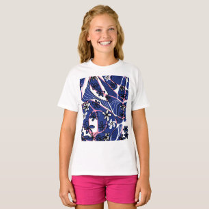 Maximalistische Blumen-Neuro-Kunst - Blau Pink Wei T-Shirt