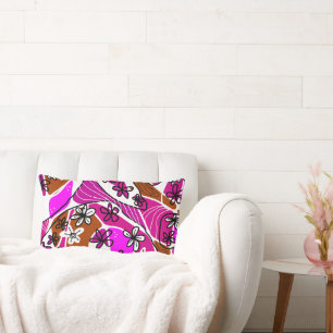 Maximalistische Blumen-Neuro-Kunst - Fuchsia Weiß Lendenkissen