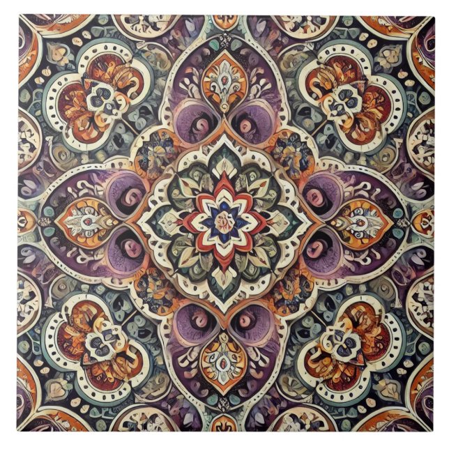 Maximalistische Bohemische Elegance Fliese (Vorderseite)