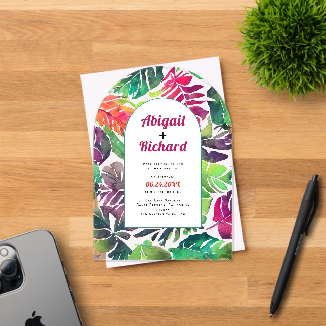 Maximalistische farbenfrohe Tropenfeierlichkeiten  Acryleinladungen (Insitu (Einladungskarte))