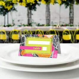 Maximalistische moderne marbelierte Blumenhochzeit Platzkarte