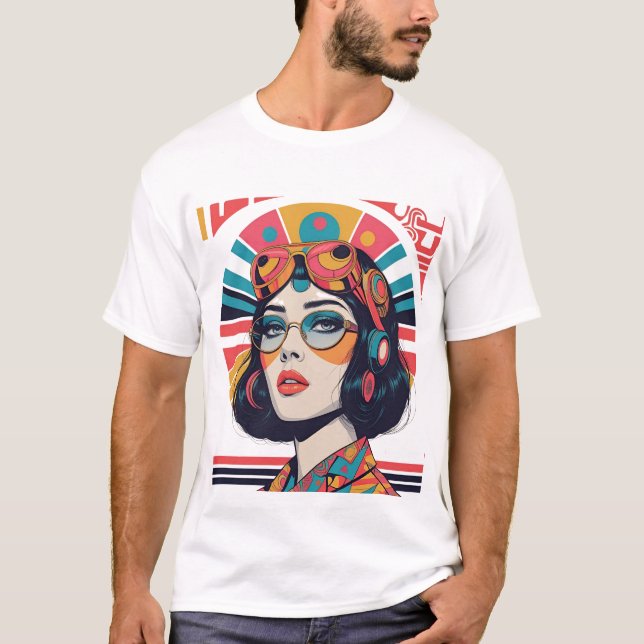 Maximalistische Retro-Nostalgie Illustration eines T-Shirt (Vorderseite)