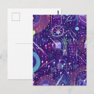Maximalistischer Abstract auf Lila Postkarte