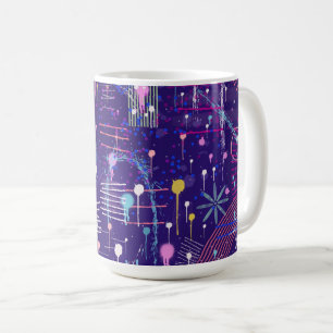 Maximalistischer Abstrakt auf Lila Kaffeetasse