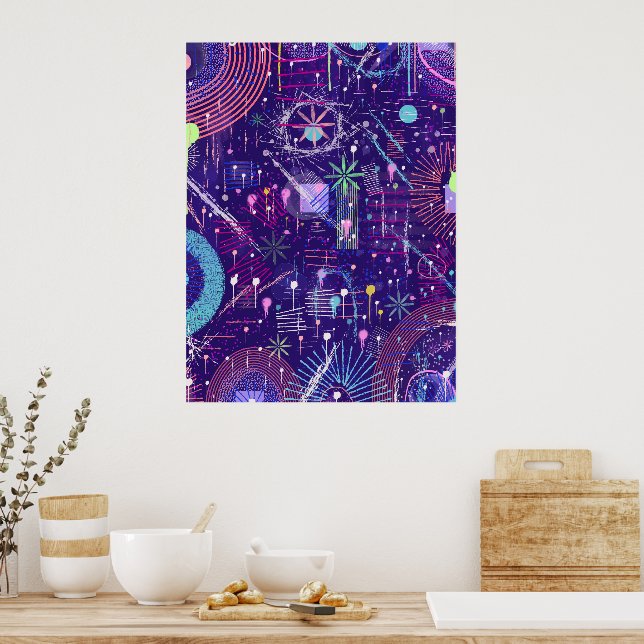 Maximalistischer Abstrakt auf Lila Poster (Küche)