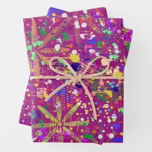 Maximalistischer Abstrakt in kühnen Farben Geschenkpapier Set