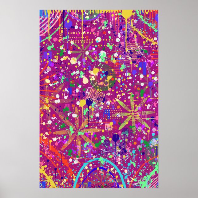 Maximalistischer Abstrakt in kühnen Farben Poster (Vorne)