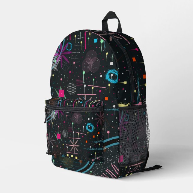 Maximalistischer abstrakter Expressionismus Bedruckter Rucksack (Rückseitige Ecke Rechts)