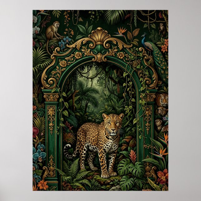 Maximalistischer Dekor Leopard Poster (Vorne)