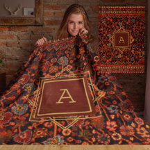 Maximalistischer Dekor Monogramm Vintage-Teppichmu