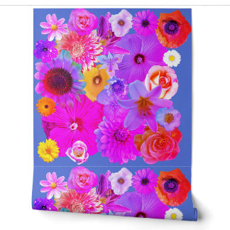 Maximalistischer, fetter, lebendiger Blumen-Collag Tapete