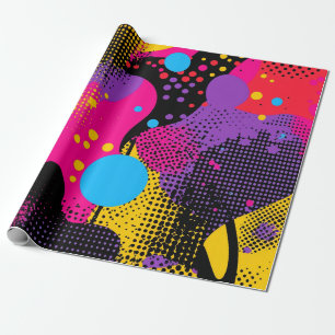 Maximalistischer Neon-Pinselstrich-Abstrakt Geschenkpapier