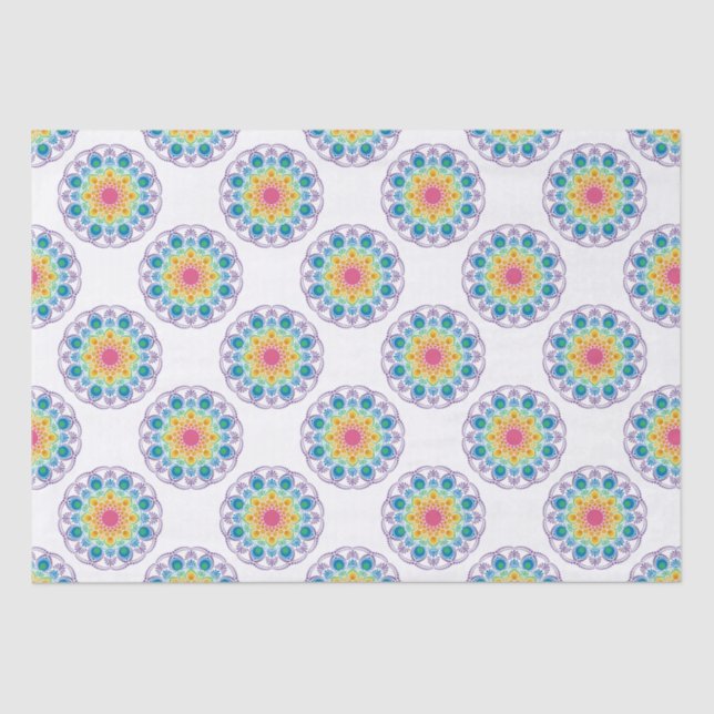 Maximalistischer Regenbogen-Blumenbrunnen Polka Do Seidenpapier (Vorderseite)