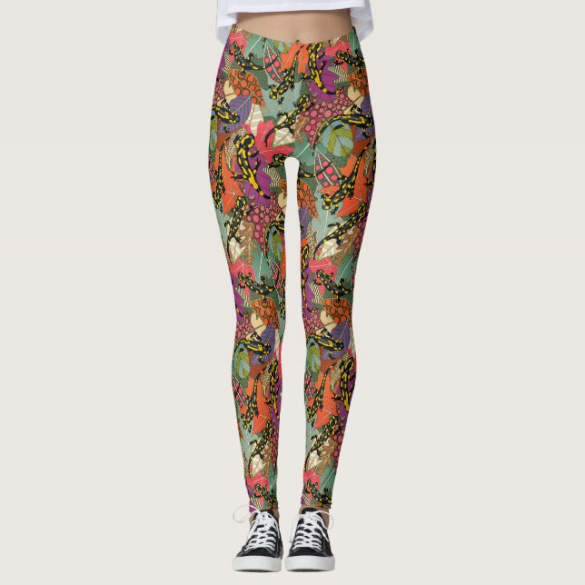 maximalistischer Salamanderwald Leggings (Vorderseite)