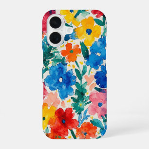 Maximalistisches florales Wasserfarbenmuster iPhone 16 Hülle