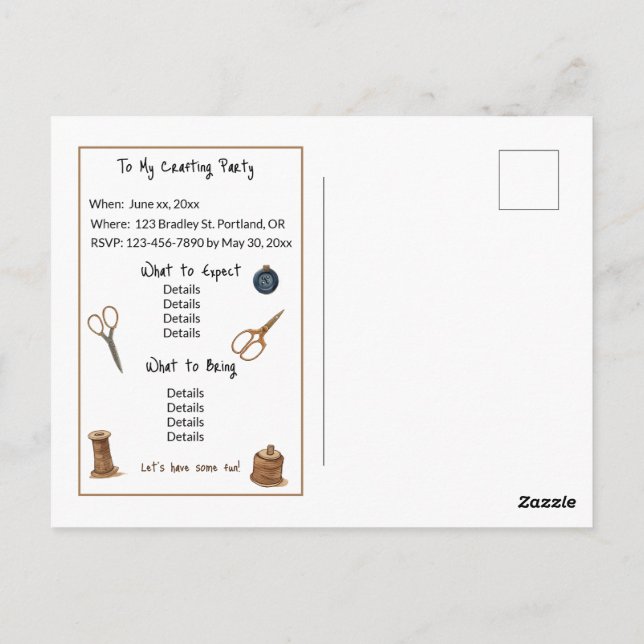 Maxine le Modiste Einladungsvorlage Postkarte (Rückseite)