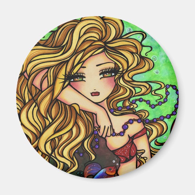 "Maxine" Meerjungfrau Beta Fish Fantasy Fairy Art Magnet (Vorne)