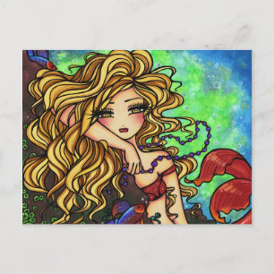 "Maxine" Mermaid Beta Fisch Fantasy Kunst, Dichtun Postkarte