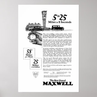 Maxwell Car 5 bis 25 Made in New Castle, Indiana Poster