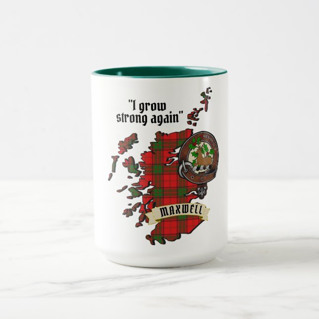 Maxwell Clan Abzeichen & Tartan Map of Scotland Gi Tasse (Zentrum)