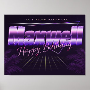Maxwell Name Vorname lila retro Poster Geburtstag