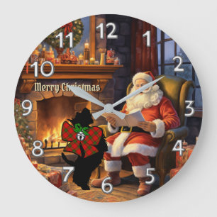 Maxwell Scottie Dog/Santa Personal Xmas Große Wanduhr
