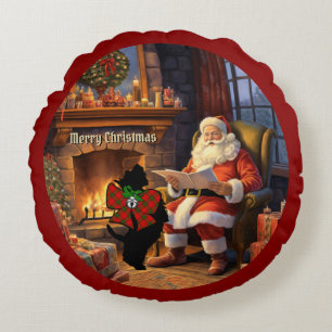 Maxwell Scottie Dog/Santa Personal Xmas Rundes Kissen