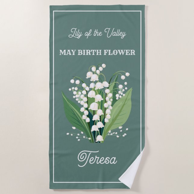 May Birth Blume Individuelle Name Strandtuch (Vorderseite)