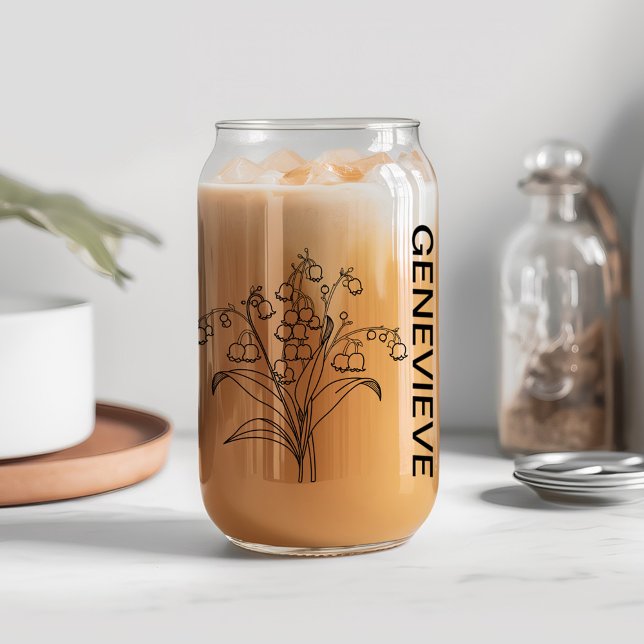 May Birth Blume Lily of the Valley mit Name Dosenglas (Von Creator hochgeladen)