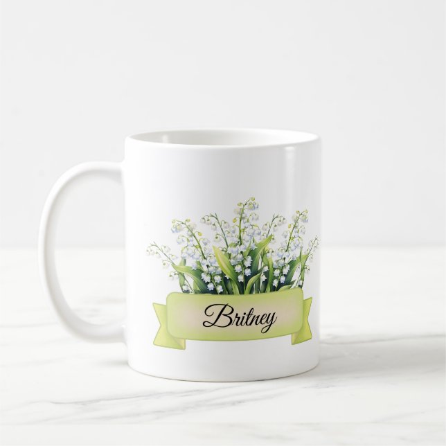 May Birth Blume Personalisiert Lily of the Valley Kaffeetasse (Links)