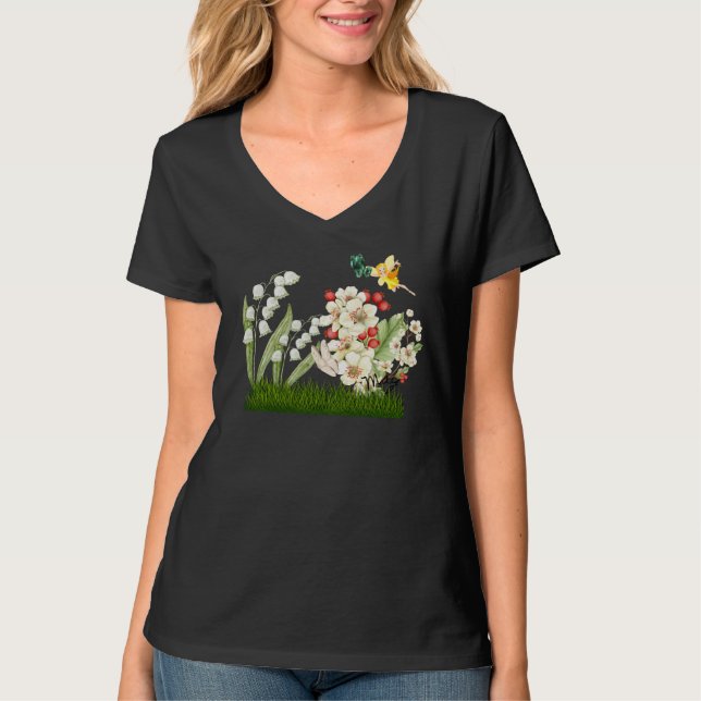 May Birth Blume und Stone T - Shirt (Vorderseite)