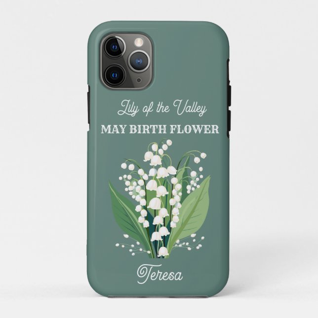 May Birth Flower Custom Name Case-Mate iPhone Hülle (Rückseite)
