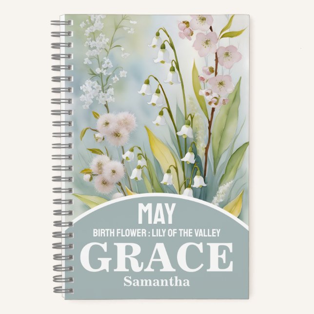 May Birth Month Blume Christlich Journal Notizbuch (Vorderseite)