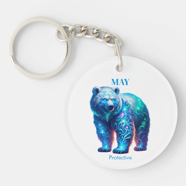 May Birth Month Spirit Animal Bear Schlüsselanhänger (Vorderseite)