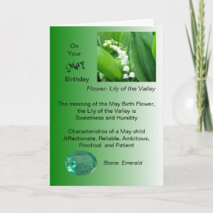May Birthday Card - Lily of the Valley and Emerald Karte