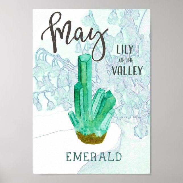 May Birthday Emerald and Lily of the Valley Poster (Vorne)
